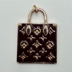 Chic Brown and gold upcycled LV pendant
